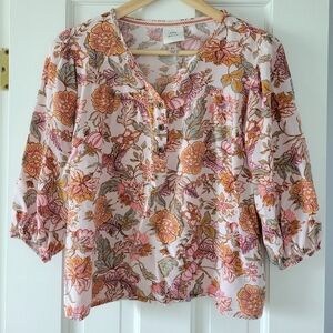 Floral Button-front Blouse